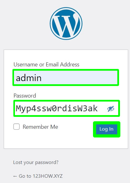 login admin wordpress nama pengguna dan kata sandi