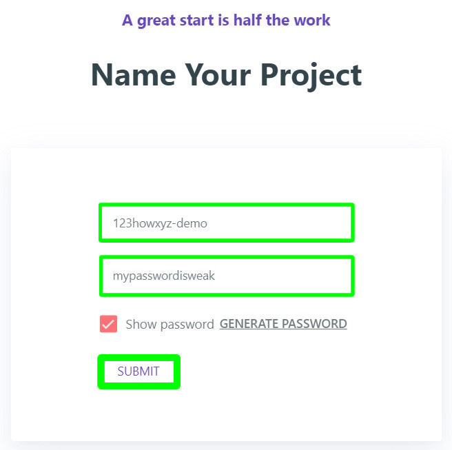 beri nama proyek atau situs web 000webhost Anda