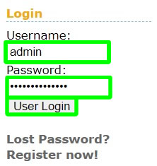formulir login pengguna admin situs web impressioncms