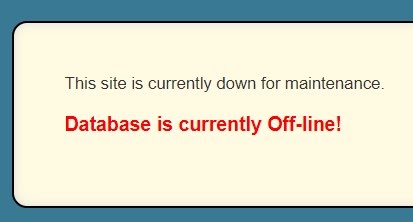 pemeliharaan situs, database sedang offline
