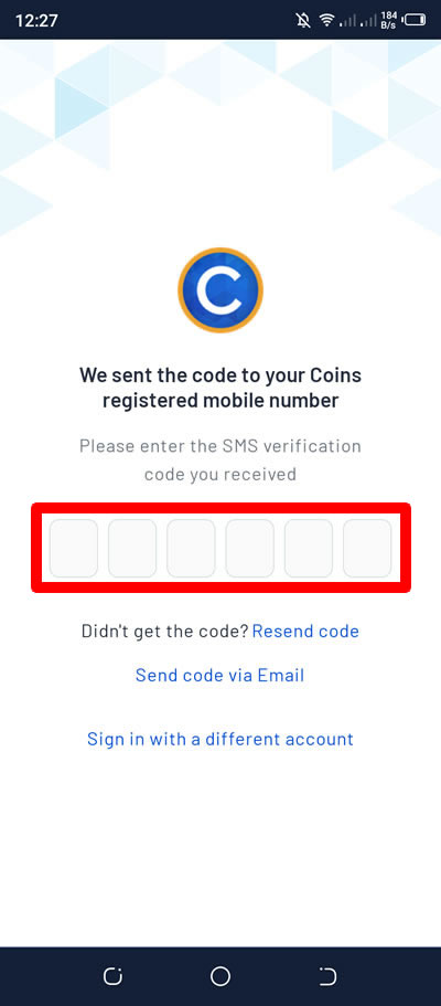 masukan 6 digit kode yang dikirim ke coinsph nomor terdaftar