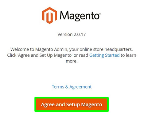 halaman selamat datang instalasi magento