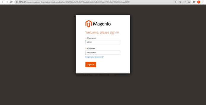 contoh nama pengguna dan kata sandi login admin situs web magento