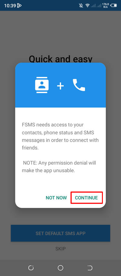 fsms meminta izin akses yang berbeda