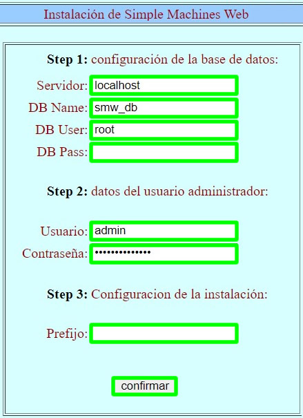 pengaturan database instalasi smw dan akun pengguna admin