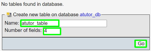 membuat tabel baru untuk database melalui phpmyadmin