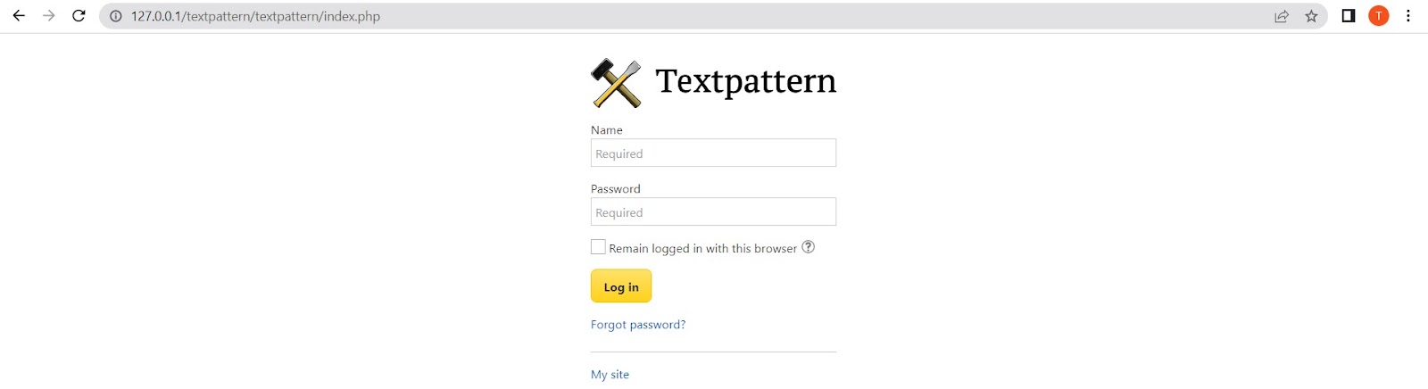 contoh halaman login pengguna situs web textpattern