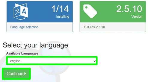 pemilihan bahasa instalasi xoops