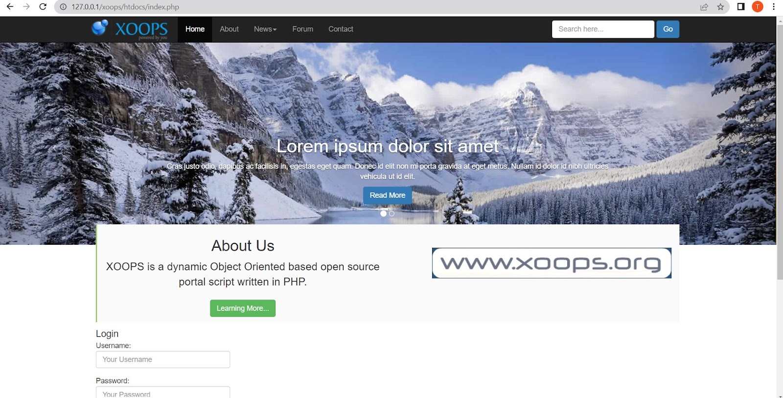 contoh beranda situs web xoops