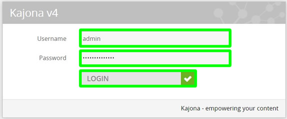 contoh nama pengguna dan kata sandi admin situs web kajona
