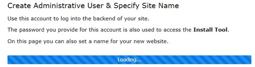 pembuatan pengguna admin dan nama situs sedang berlangsung