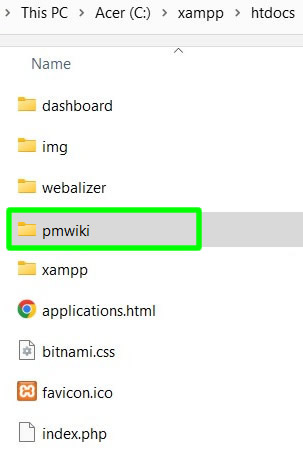 menyalin dan menempel folder instalasi pmwiki di dalam xampp htdocs