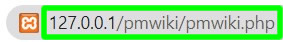 mengakses folder instalasi pmwiki melalui xampp localhost menggunakan web browser