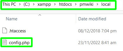 mengakses file config php di dalam direktori pmwiki