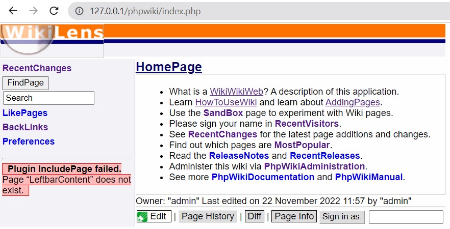 wikilens tema situs web phpwiki cepat dimuat