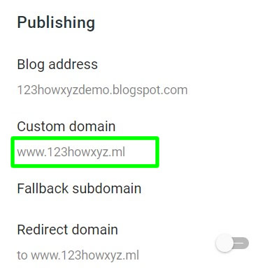 berhasil menambahkan domain freenom di dalam domain khusus blogger