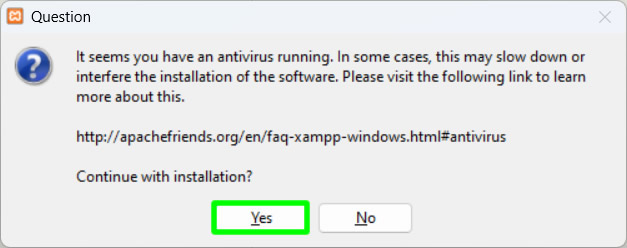 pertanyaan instalasi xampp tentang menjalankan antivirus