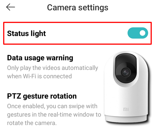 Cara menonaktifkan Lampu Status Mi Home Camera 360