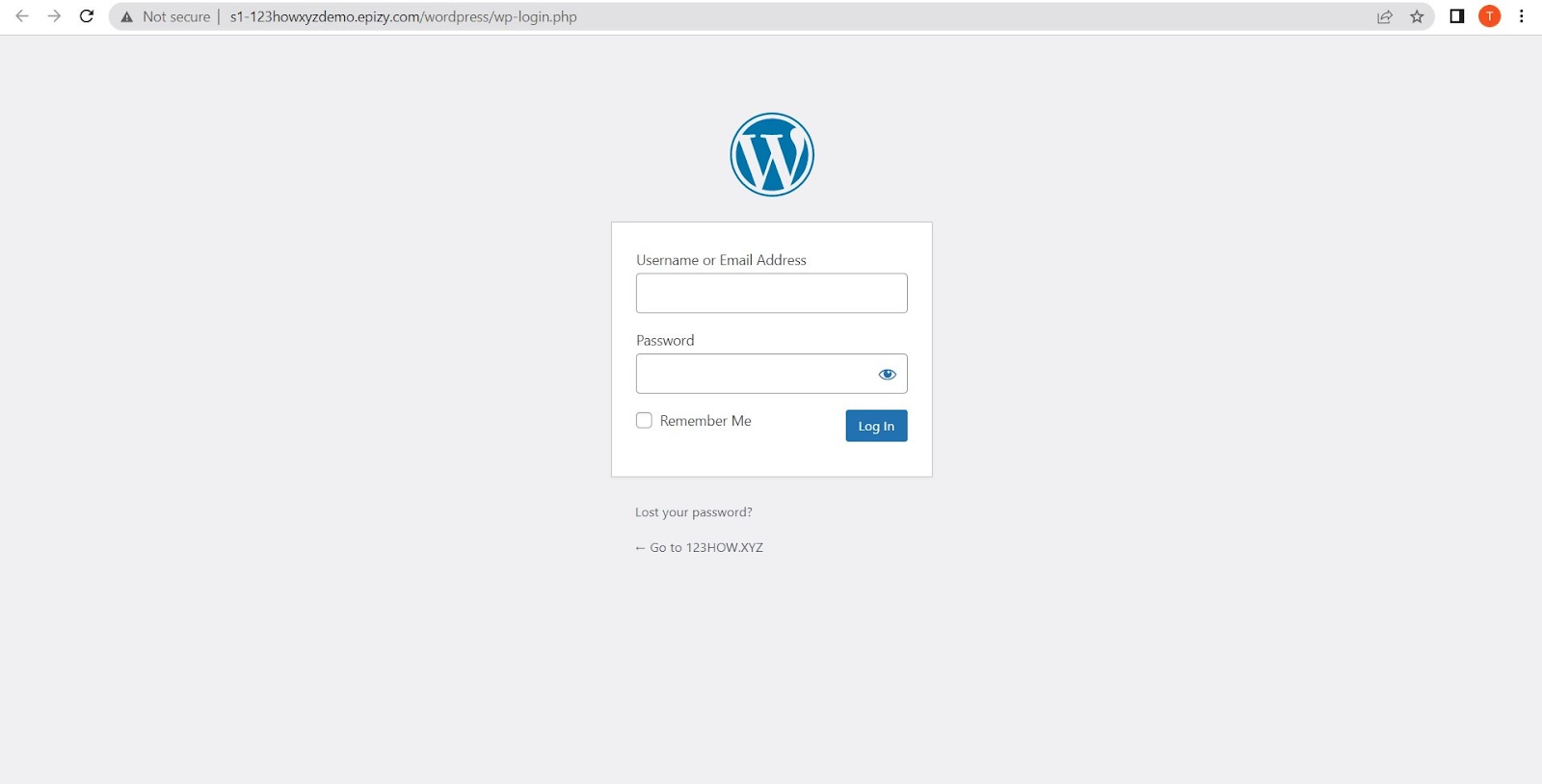 contoh halaman login situs wordpress